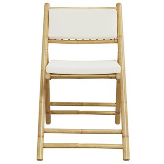Bistrostoelen 4 st inklapbaar met kussens bamboe cr&egrave;mewit 4