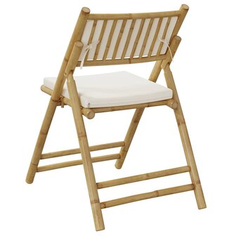 Bistrostoelen 4 st inklapbaar met kussens bamboe cr&egrave;mewit 6
