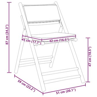 Bistrostoelen 4 st inklapbaar met kussens bamboe cr&egrave;mewit 9