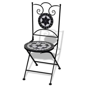 Bistrostoelen inklapbaar 2 st keramiek zwart en wit 2