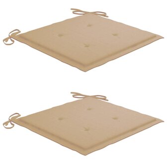 Schommelstoel met beige kussen massief teakhout 5