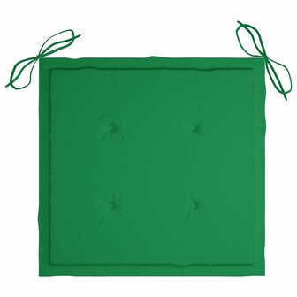 Schommelstoel met groen kussen massief teakhout 6