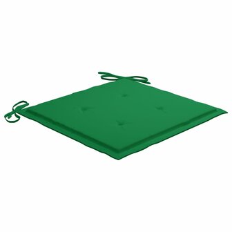 Schommelstoel met groen kussen massief teakhout 7