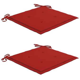 Schommelstoel met rood kussen massief teakhout 4