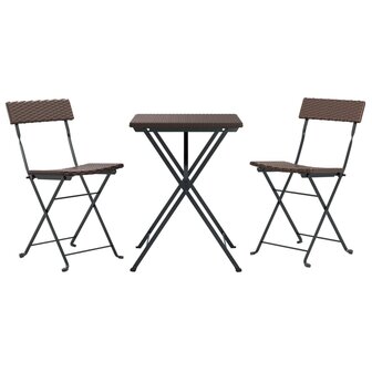 3-delige Bistroset inklapbaar poly rattan bruin 3