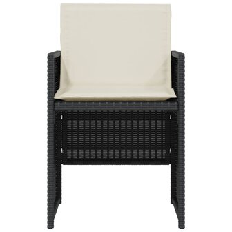 3-delige Bistroset met kussens poly rattan zwart 5