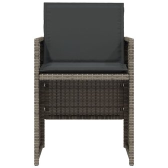 3-delige Bistroset met kussens poly rattan grijs 5