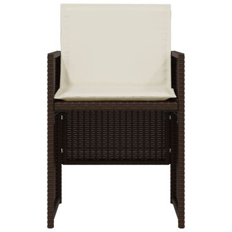 3-delige Bistroset met kussens poly rattan bruin 5