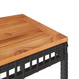 3-delige Bistroset met kussens poly rattan en acaciahout zwart 9
