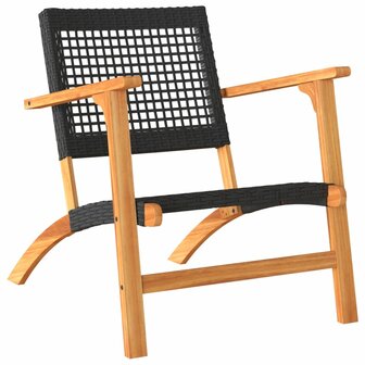 3-delige Bistroset poly rattan en massief acaciahout zwart 4