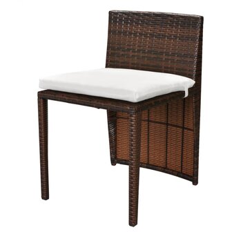 3-delige Bistroset met kussens poly rattan bruin 6