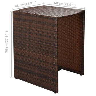 3-delige Bistroset met kussens poly rattan bruin 9