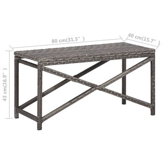 Tuinbank 80 cm poly rattan grijs 5
