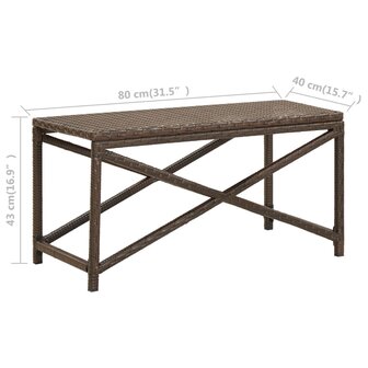 Tuinbank 80 cm poly rattan bruin 6