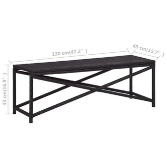 Tuinbank 120 cm poly rattan zwart 5