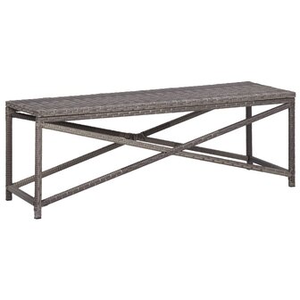 Tuinbank 120 cm poly rattan grijs 1