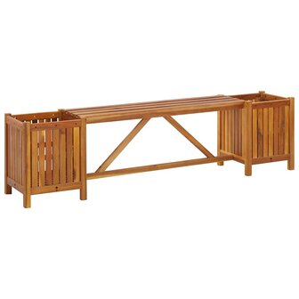 Tuinbank met 2 bloembakken 150x30x40 cm massief acaciahout 2