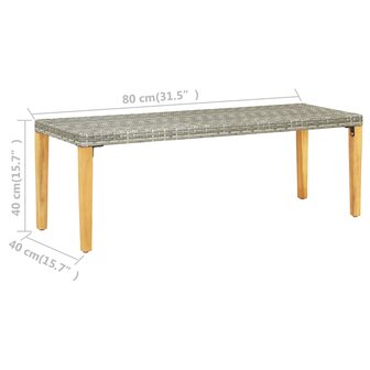 Tuinbank 80 cm poly rattan grijs 5