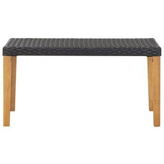 Tuinbank 120 cm poly rattan en massief acaciahout zwart 2
