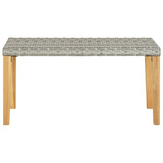 Tuinbank 120 cm poly rattan en massief acaciahout grijs 2