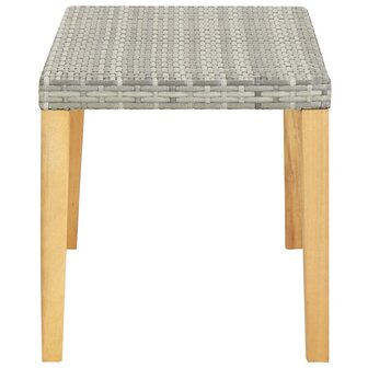 Tuinbank 120 cm poly rattan en massief acaciahout grijs 3