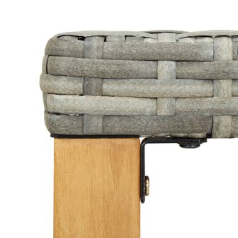 Tuinbank 120 cm poly rattan en massief acaciahout grijs 5