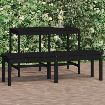 Tuinbank 2-zits 159,5x44x45 cm massief grenenhout zwart 1