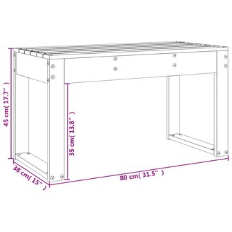 Tuinbank 80x38x45 cm massief grenenhout grijs 8