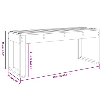 Tuinbank 110x38x45 cm massief grenenhout wit 8