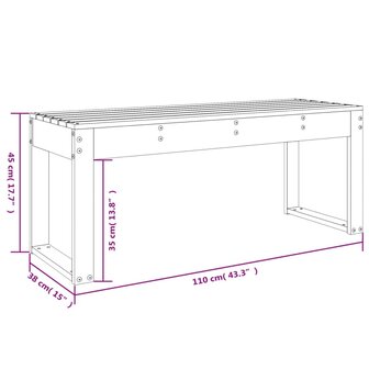 Tuinbank 110x38x45 cm massief grenenhout zwart 8