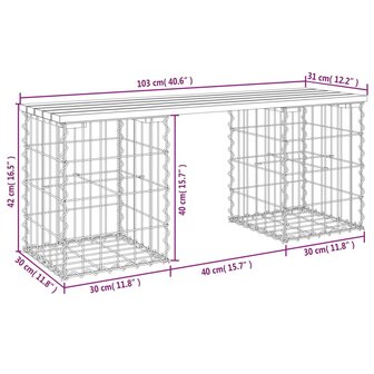 Tuinbank Schanskorfontwerp 103x31x42 cm massief grenenhout 8