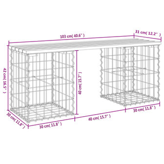 Tuinbank schanskorfontwerp 103x31x42 cm ge&iuml;mpregneerd hout 8