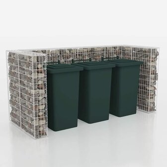 Schanskorf drievoudige vuilnisbak ombouw 250x100x120 cm staal   3
