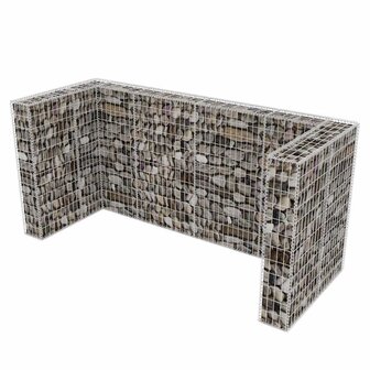 Schanskorf drievoudige vuilnisbak ombouw 250x100x120 cm staal   4