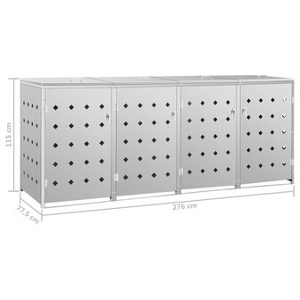 Containerberging vierdubbel 240 L roestvrij staal 9
