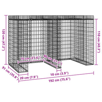 Schanskorf voor vuilnisbak 192x91x120 cm gegalvaniseerd ijzer 5