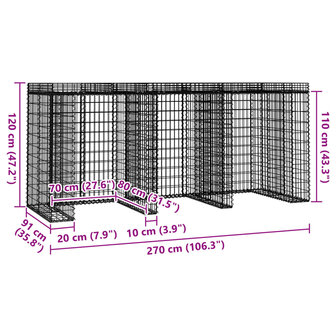 Schanskorf voor vuilnisbak 270x91x120 cm gegalvaniseerd ijzer 5