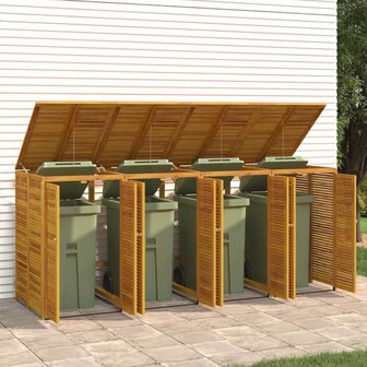 Vuilnisbakberging viervoudig 280x89x117 cm massief acaciahout 1