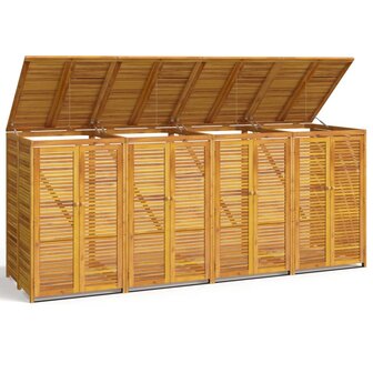 Vuilnisbakberging viervoudig 280x89x117 cm massief acaciahout 2