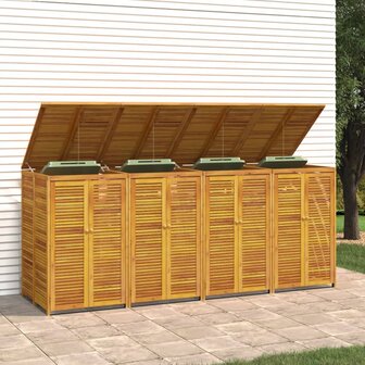 Vuilnisbakberging viervoudig 280x89x117 cm massief acaciahout 4