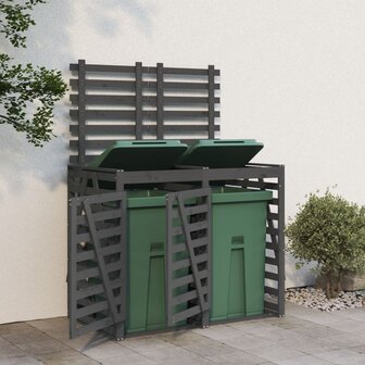 Containerberging dubbel massief grenenhout grijs 1