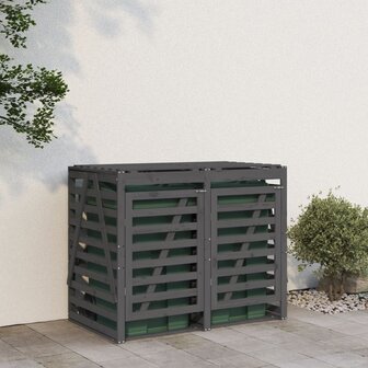 Containerberging dubbel massief grenenhout grijs 3