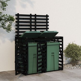 Containerberging dubbel massief grenenhout zwart 1