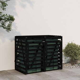 Containerberging dubbel massief grenenhout zwart 3