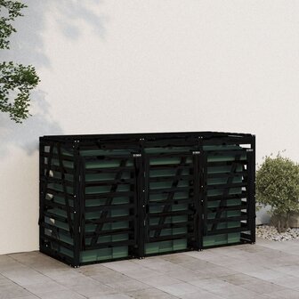 Containerberging drievoudig massief grenenhout zwart 3