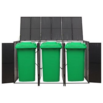 Containerberging driedubbel 207x80x117 cm poly rattan zwart 2