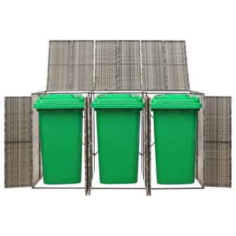 Containerberging driedubbel 207x80x117 cm poly rattan grijs 2