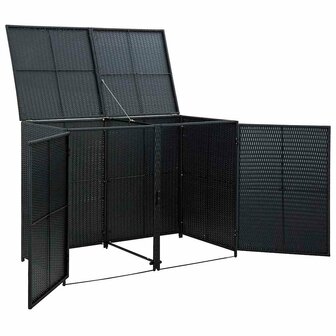 Containerberging dubbel 148x80x111 cm poly rattan zwart  7