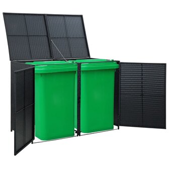 Containerberging dubbel 148x80x111 cm poly rattan zwart  9