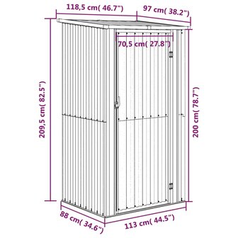 Tuinschuur 118,5x97x209,5 cm gegalvaniseerd staal groen 8